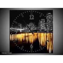 Wandklok op Canvas New York | Kleur: Zwart, Wit, Geel | F001861C