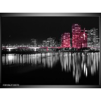 Foto canvas schilderij New York | Zwart, Wit, Paars 