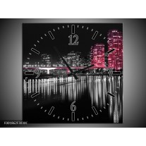 Wandklok op Canvas New York | Kleur: Zwart, Wit, Paars | F001862C