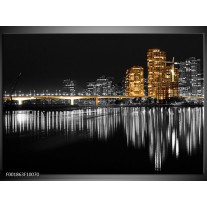 Foto canvas schilderij New York | Zwart, Wit, Geel 