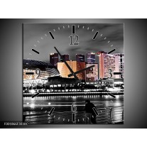 Wandklok op Canvas New York | Kleur: Zwart, Wit, Oranje | F001866C