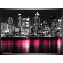 Foto canvas schilderij New York | Zwart, Wit, Roze 