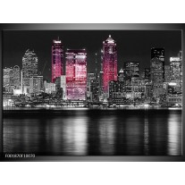 Glas schilderij New York | Zwart, Wit, Roze 