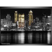 Foto canvas schilderij New York | Zwart, Wit, Geel 