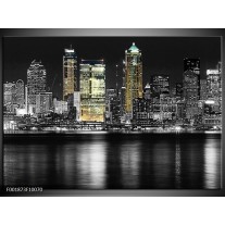 Foto canvas schilderij New York | Zwart, Wit, Geel 