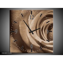 Wandklok op Canvas Roos | Kleur: Sepia, Bruin | F001885C