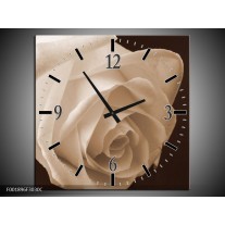 Wandklok op Canvas Roos | Kleur: Sepia, Bruin | F001896C