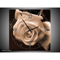 Wandklok op Canvas Roos | Kleur: Sepia, Bruin | F001897C