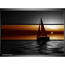 Foto canvas schilderij Boot | Sepia, Bruin 