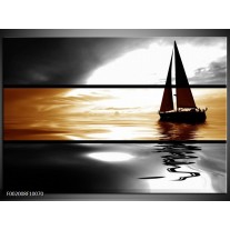 Foto canvas schilderij Boot | Sepia, Bruin 