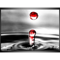 Foto canvas schilderij Druppels | Zwart, Wit, Rood 