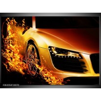 Foto canvas schilderij Auto | Oranje, Goud, Zwart 