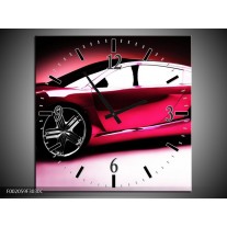 Wandklok op Canvas Auto | Kleur: Roze, Zwart, Wit | F002059C
