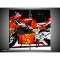 Wandklok op Canvas Motor | Kleur: Rood, Zwart, Wit | F002061C