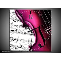 Wandklok op Canvas Instrument | Kleur: Zwart, Wit, Roze | F002077C