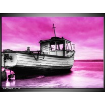 Glas schilderij Boot | Zwart, Wit, Paars 