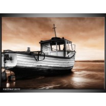 Foto canvas schilderij Boot | Zwart, Wit, Bruin 