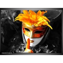 Foto canvas schilderij Masker | Zwart, Grijs, Oranje 