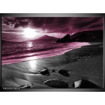 Foto canvas schilderij Strand | Zwart, Grijs, Paars 