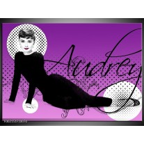 Foto canvas schilderij Audrey | Zwart, Wit, Paars 