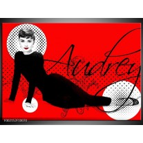 Foto canvas schilderij Audrey | Zwart, Wit, Rood 