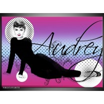 Foto canvas schilderij Audrey | Zwart, Wit, Paars 