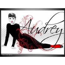 Foto canvas schilderij Audrey | Zwart, Wit, Rood 