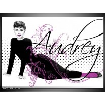 Foto canvas schilderij Audrey | Zwart, Wit, Paars 