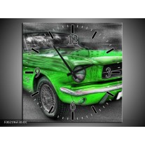 Wandklok op Canvas Ford | Kleur: Grijs, Groen | F002196C