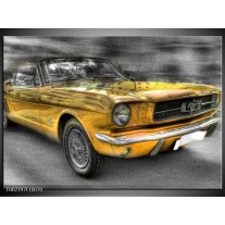 Foto canvas schilderij Mustang | Zwart, Grijs, Geel 