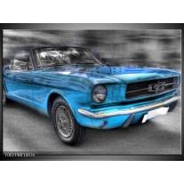 Glas schilderij Mustang | Zwart, Grijs, Blauw 