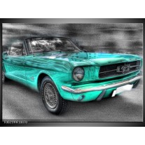 Glas schilderij Mustang | Zwart, Grijs, Blauw 