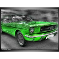 Glas schilderij Mustang | Zwart, Grijs, Groen 