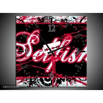 Wandklok op Canvas Popart | Kleur: Zwart, Wit, Rood | F002222C