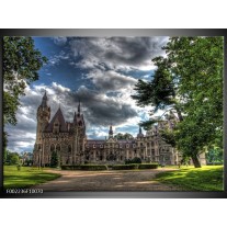 Foto canvas schilderij Kasteel | Grijs, Zwart, Groen 