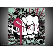 Wandklok op Canvas Popart | Kleur: Zwart, Roze, Wit | F002248C