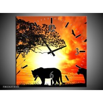 Wandklok op Canvas Natuur | Kleur: Oranje, Rood, Bruin | F002263C