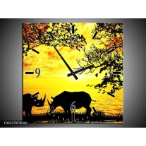 Wandklok op Canvas Natuur | Kleur: Oranje, Zwart, Bruin | F002270C