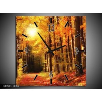 Wandklok op Canvas Herfst | Kleur: Geel, Oranje, Bruin | F002281C
