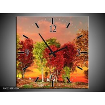 Wandklok op Canvas Herfst | Kleur: Rood, Bruin, Geel | F002283C