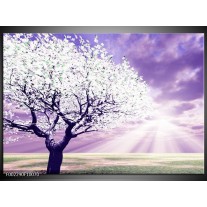 Foto canvas schilderij Boom | Paars, Wit 