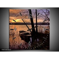 Wandklok op Canvas Natuur | Kleur: Geel, Zwart, Blauw | F002310C