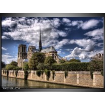 Foto canvas schilderij Notre Dame | Grijs, Blauw, Groen 