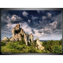 Foto canvas schilderij Berg | Grijs, Groen, Wit 