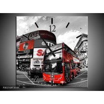 Wandklok op Canvas London | Kleur: Zwart, Grijs, Rood | F002318C