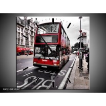 Wandklok op Canvas Engeland | Kleur: Zwart, Rood, Wit | F002327C