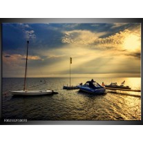 Foto canvas schilderij Boot | Geel, Grijs, Wit 