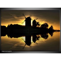 Foto canvas schilderij Molen | Geel, Zwart, Bruin 