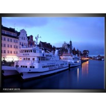 Foto canvas schilderij Boot | Blauw, Wit, Grijs 