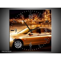 Wandklok op Canvas BMW | Kleur: Geel, Goud, Zwart | F002356C